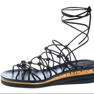 Chloé Black Knotted Wedge Sandals